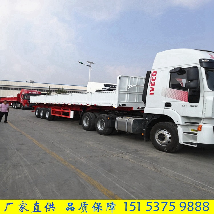 轻型侧翻斗自卸半挂车 600cm箱板偏翻式自卸运输车 三轴自卸车