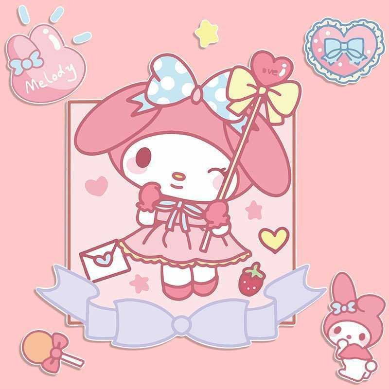 可爱卡通美乐蒂电动车贴纸笔记本电脑收纳箱行李箱装饰贴遮挡划痕