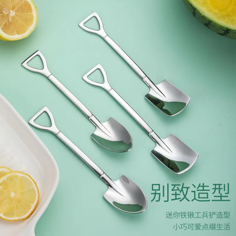 Stainless Steel Shovel Watermelon Spoon Household Restaurant Milk Tea Shop Dessert Spoon Ice Cream Coffee Scoop and Spoon Gift Wholesale