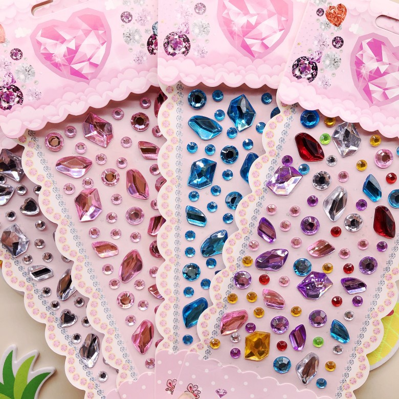 儿童钻石贴画公主奖励装饰水钻小粘贴画3d立体水晶贴贴纸贴纸宝石