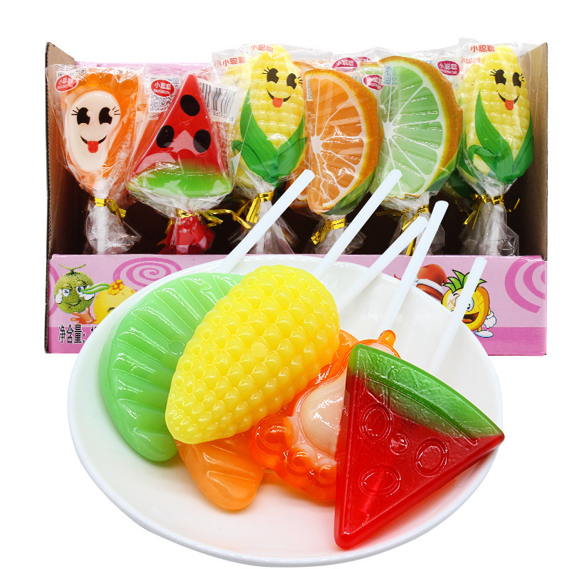 小聪聪可爱水果造型棒棒糖水果味奶香混合硬糖儿童零食糖果甜食