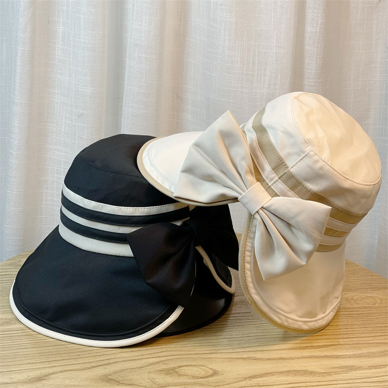 new bow sun protection fisherman hat women‘s summer big brim face cover basin hat all-match sun hat women‘s sun hat