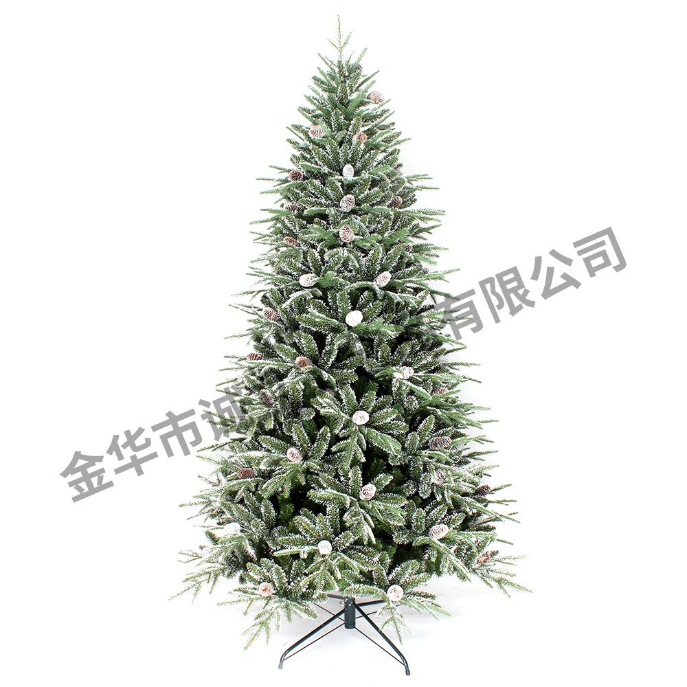 新款外贸仿真pvc混合圣诞树 商场装饰立体半边五叉尖头圣诞自动树