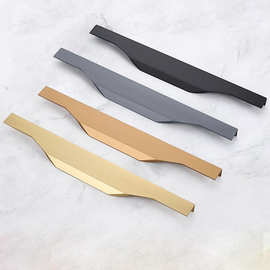 厂家直供铝合金隐形橱柜封边长拉手 黑色拇指f款柜门把手五金批发