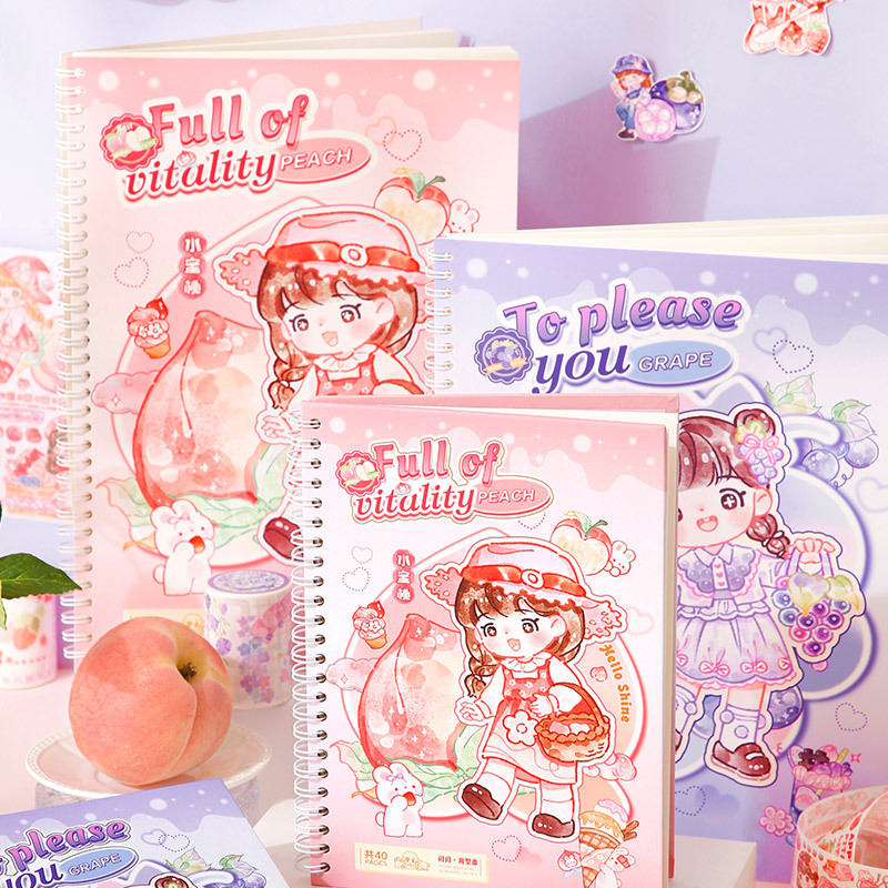 离型本双面闪闪果味a5活页线圈笔记本可爱少女人物手工diy手帐