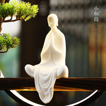 创意新中式陶瓷白瓷无相佛像家居摆件小和尚观音菩萨如来佛地藏王