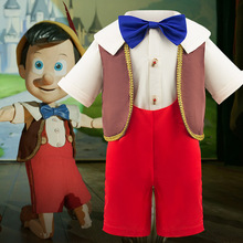 跨境外贸爆款匹诺曹同款男童三件套小礼服舞台表演服套装