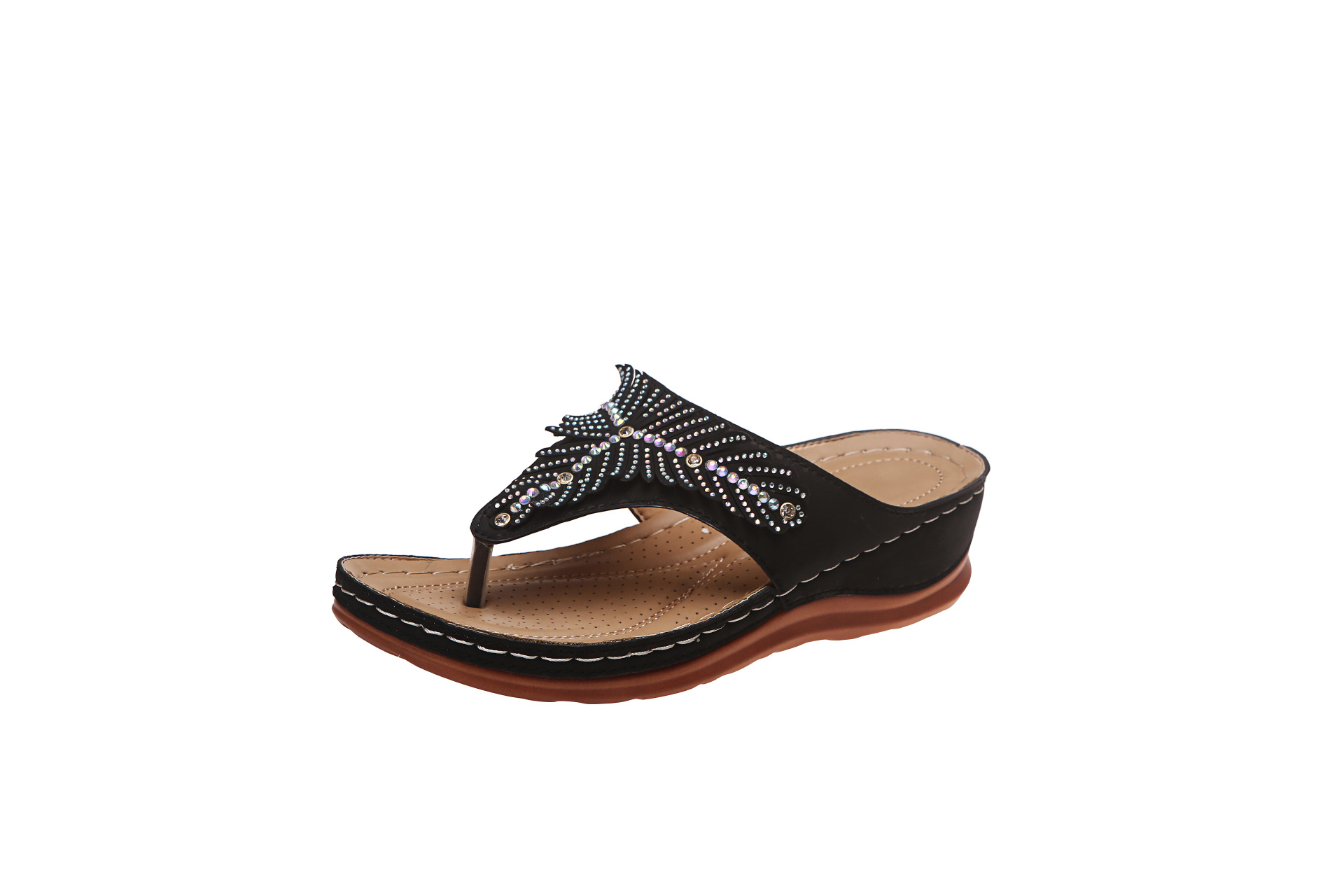 欧美外贸人字凉拖鞋女大码非洲凉鞋外贸人字拖坡跟罗马沙滩凉拖鞋