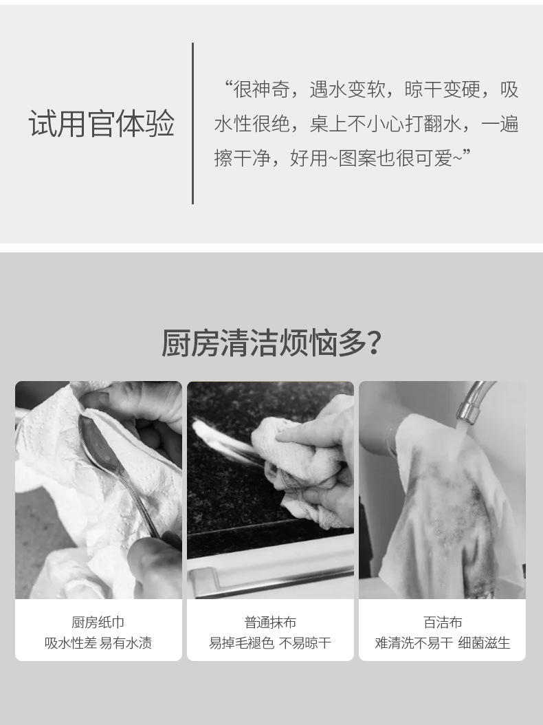 fasola木浆棉抹布干湿两用洗碗布环保百洁布不掉毛厨房吸水清洁布