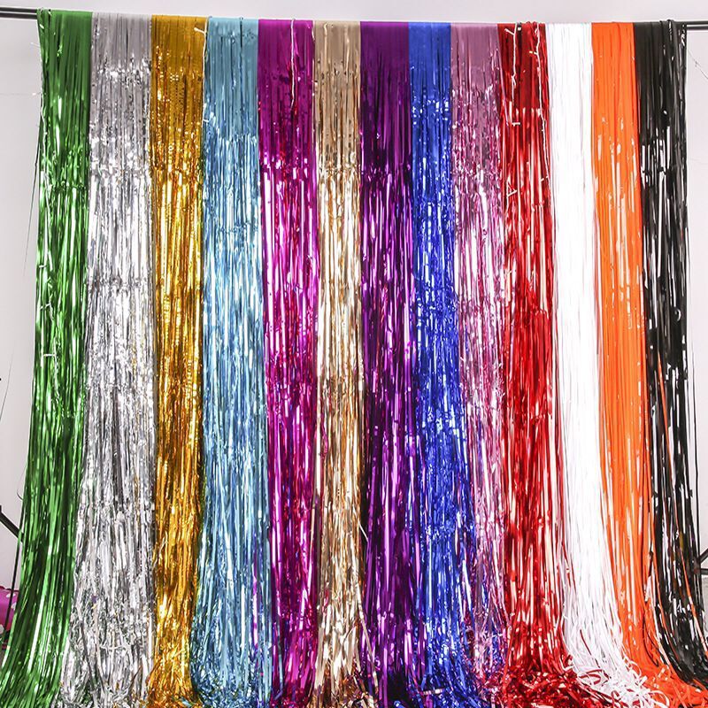 2X1 M Tinsel Curtain Children's Birthday Decoration Wedding Ceremony Wedding Room Atmosphere Layout Bright Rain Silk Tassel Wholesale