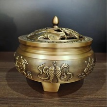 铜香炉黄铜材质150大香炉可放盘香线香等居家摆件装饰摆件