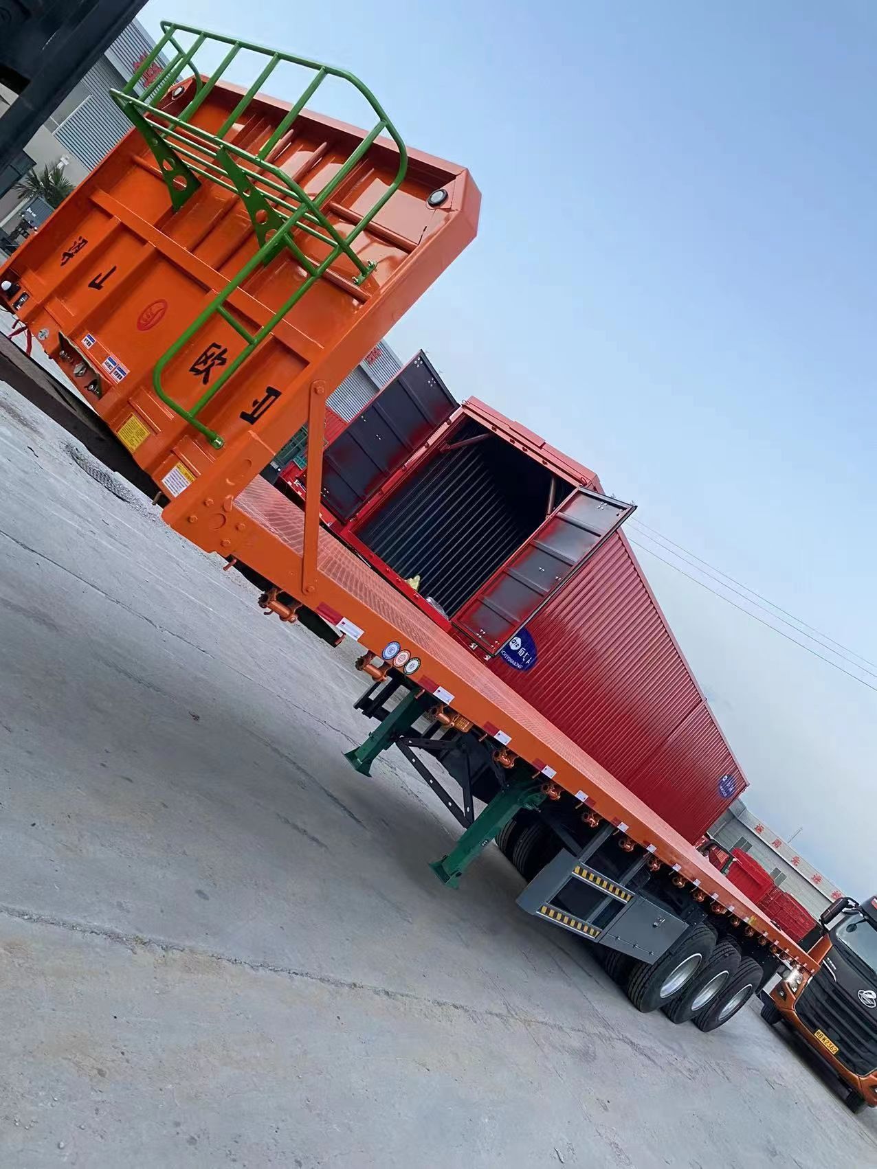 仓栅式运输半挂车自卸牵引拖车运输车轻型高栏半挂花栏苍栏半挂车