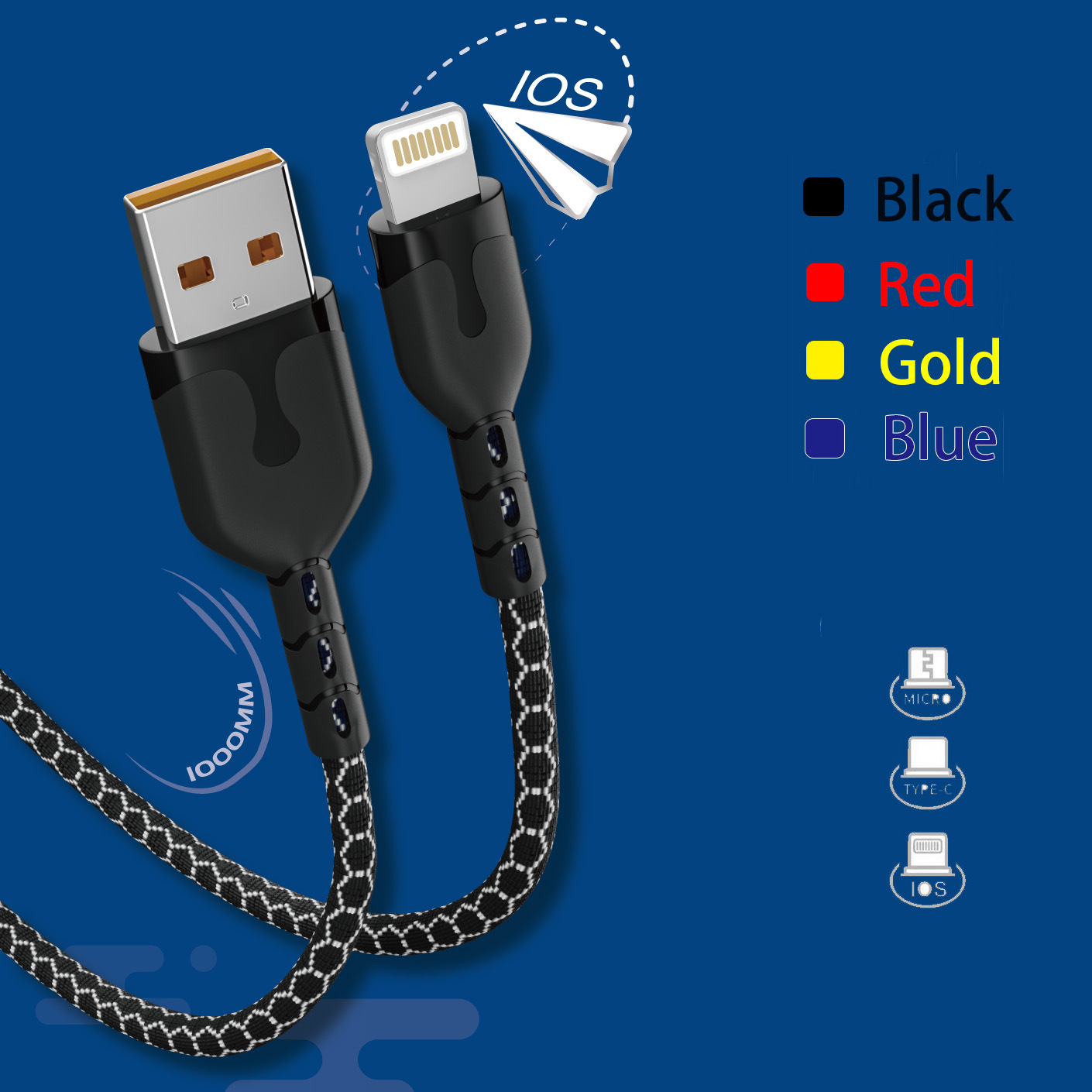 LDO-D50 New Nylon Preparation Fast Charge Data Cable Support I5 Android Tc Smartphone Qc3.0 Function