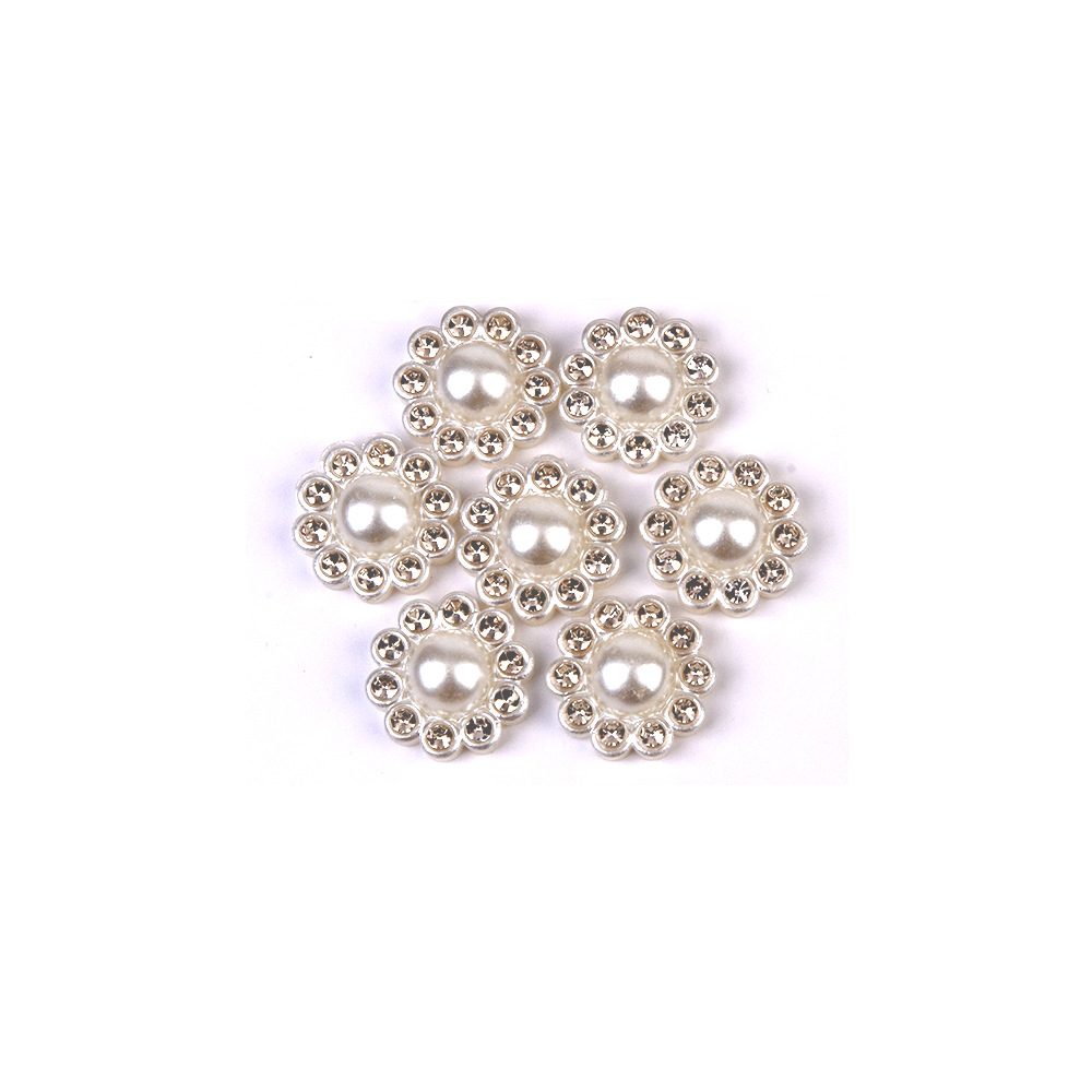 DIY Ornament Accessories Flat round Half Surface Rhinestone SUNFLOWER Patch ABS Imitation Pearl Mobile Phone Beauty Stick-on Crystals