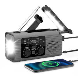 跨境应急收音机立体声手摇充电收音机便携式户外成人太阳能收音机