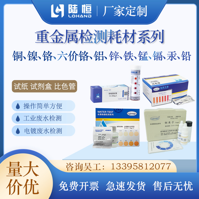 水质重金属总铁铜六价铬检测试纸锰镍锌试剂盒汞铅铝镉离子测试包