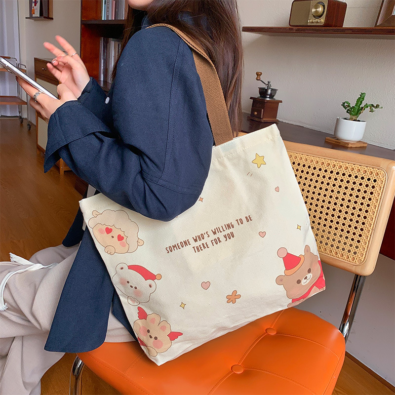 Canvas Bag Female College Student Class Canvas Bag Cute Commuter Large Capacity Bag Shoulder Bag Handbag Wholesale