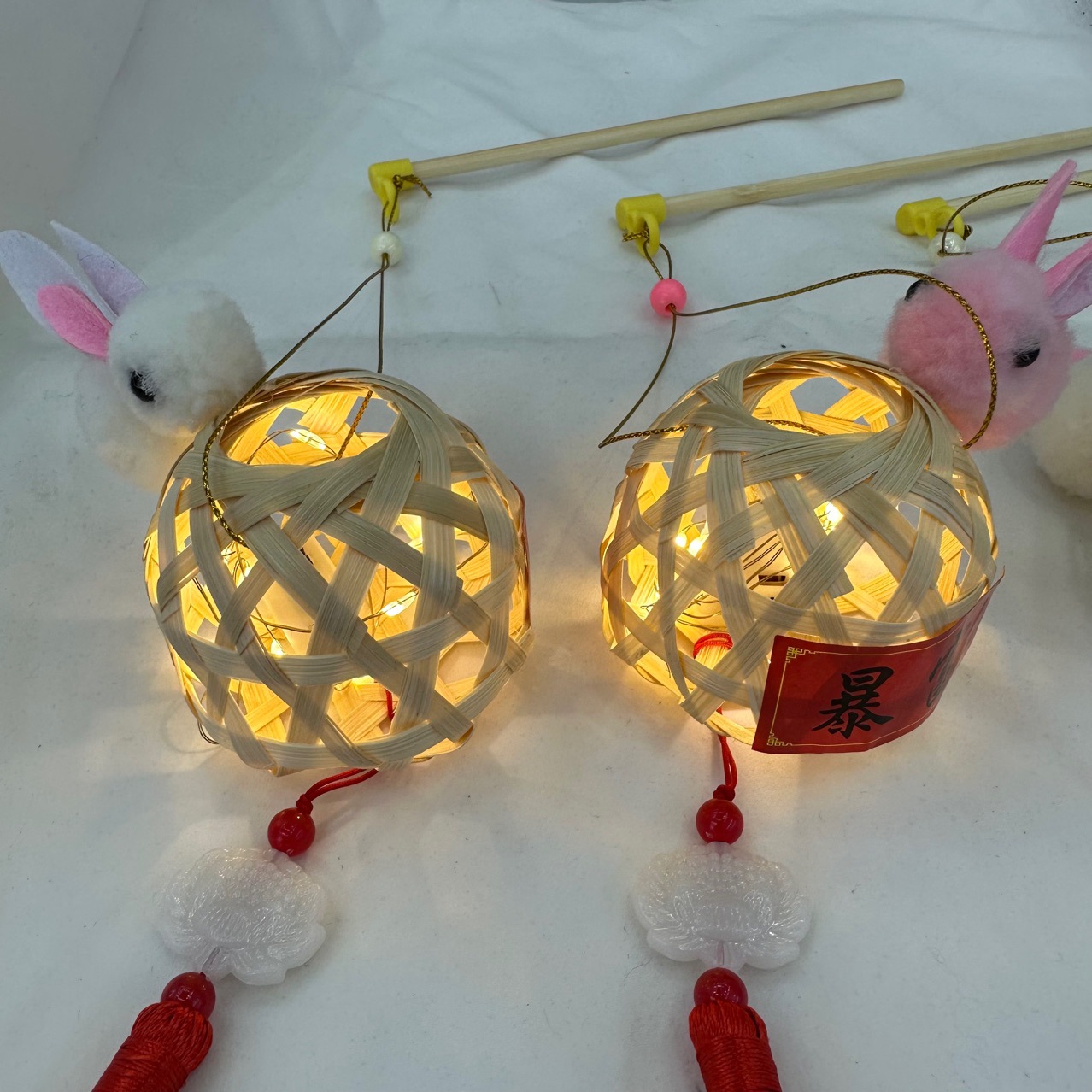 中秋节竹笼竹编小灯笼手工竹楼复古手提带灯灯笼景区发光儿童玩具