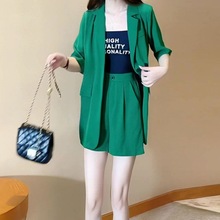 网红小西装套装女韩版夏季时尚减龄洋气短袖短裤两件套