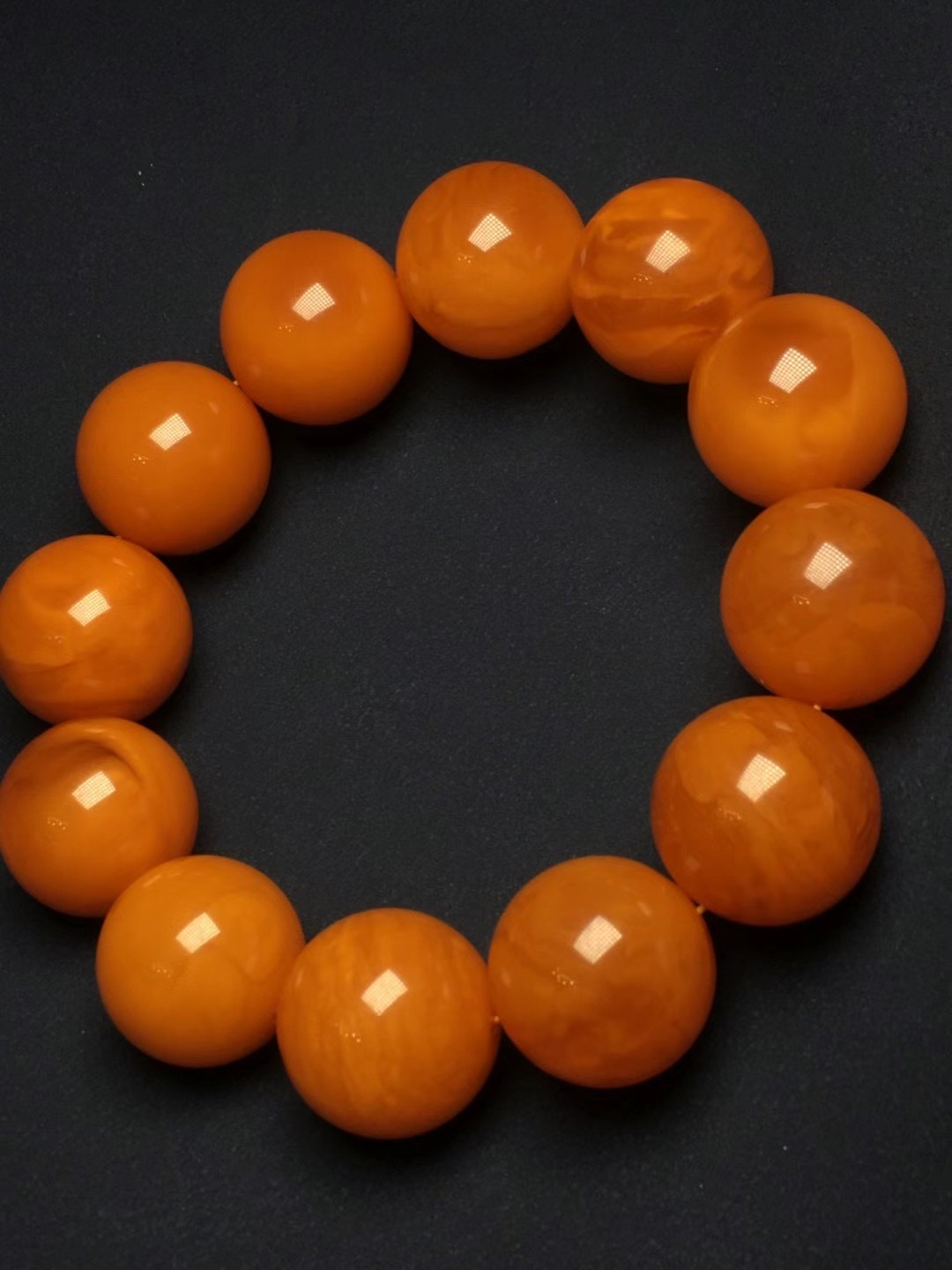 蜜蜡欧洲回流老花蜡圆珠手串蜡质浓郁满蜡男款单圈大手串大方得体