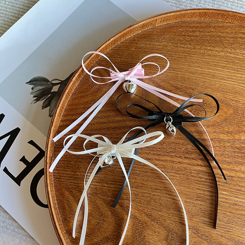 可爱少女心缎带蝴蝶结爱心吊坠发夹丝带绑带发卡头饰学生百搭发饰