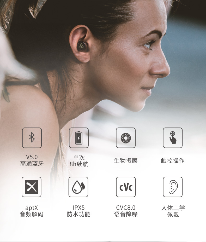edifier/漫步者 tws1无线蓝牙耳机双耳真无线通话跑步入耳式
