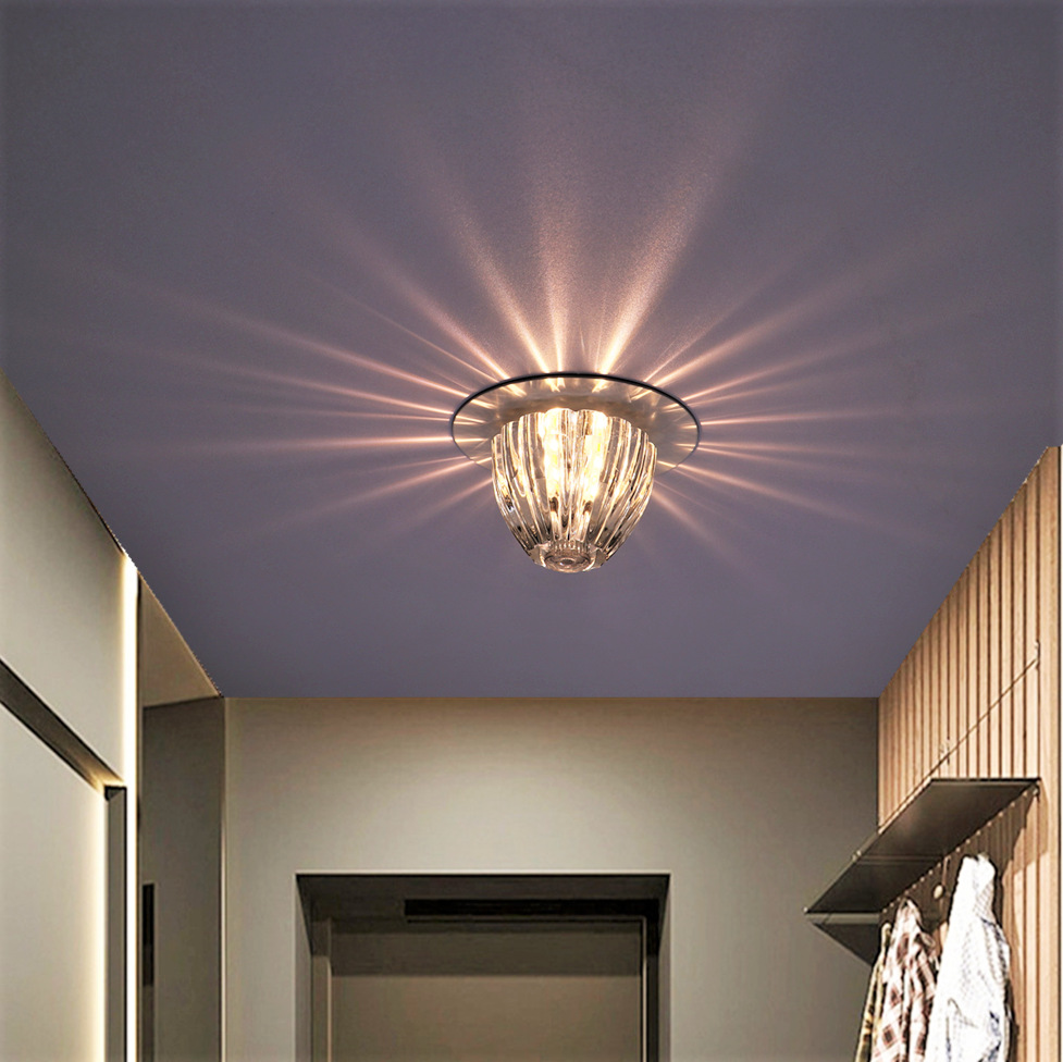 led水晶射灯北欧嵌入式家用筒灯儿童卧室天花灯客厅吊顶过道孔灯