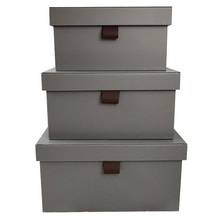 灰色小皮扣收纳盒样板间衣柜收纳箱轻奢中式储物箱家用衣物整理箱