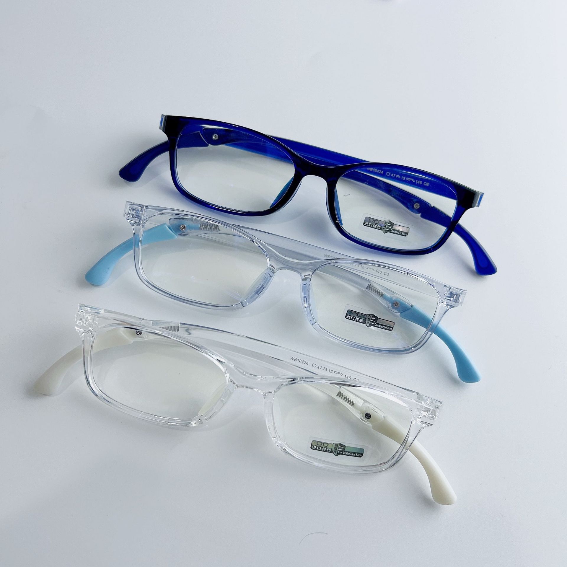 tr90防蓝光超轻舒适青少年儿童腿折叠同款眼镜架学生方框混批