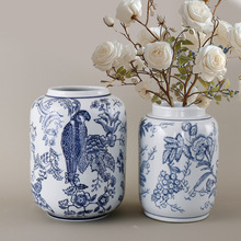 陶瓷花瓶陶瓷装饰罐鹦鹉鸟盖罐可水培绿植鲜花陶瓷摆件客厅