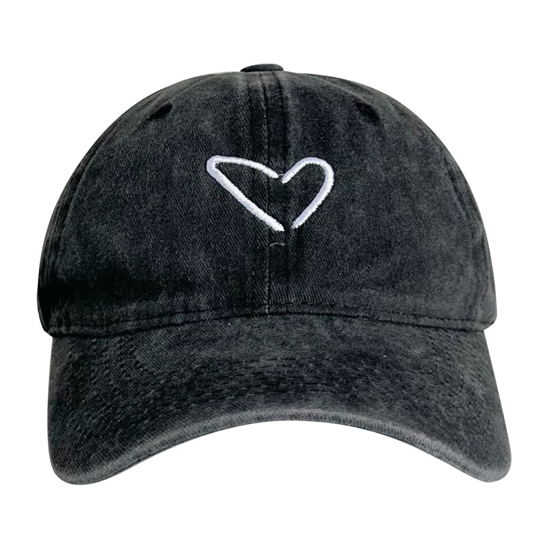 Parent-Child Love Embroidered Baseball Cap Makes Face Look Small Washed Soft Top Men and Women Baseball Cap Peach Heart Casual All-Match Hat Tide