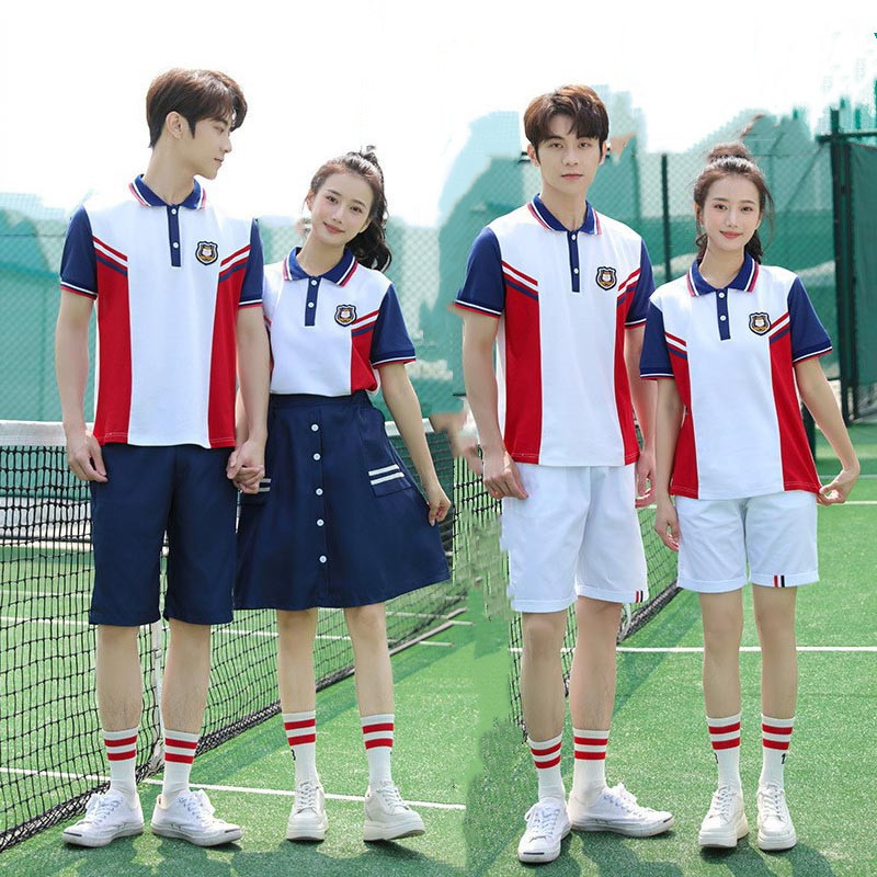 校服中学生夏季短袖套装初高中班服t恤男女运动团体服学院风新款