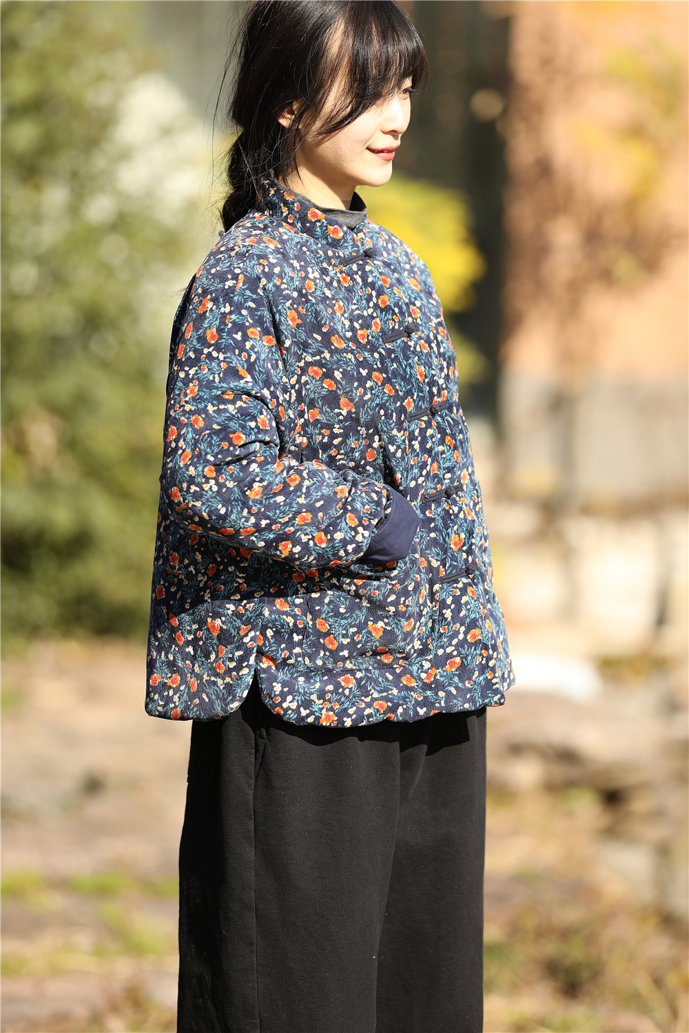 原创中国风立领对襟盘扣夹棉加厚棉衣新中式复古女外套上衣t21105