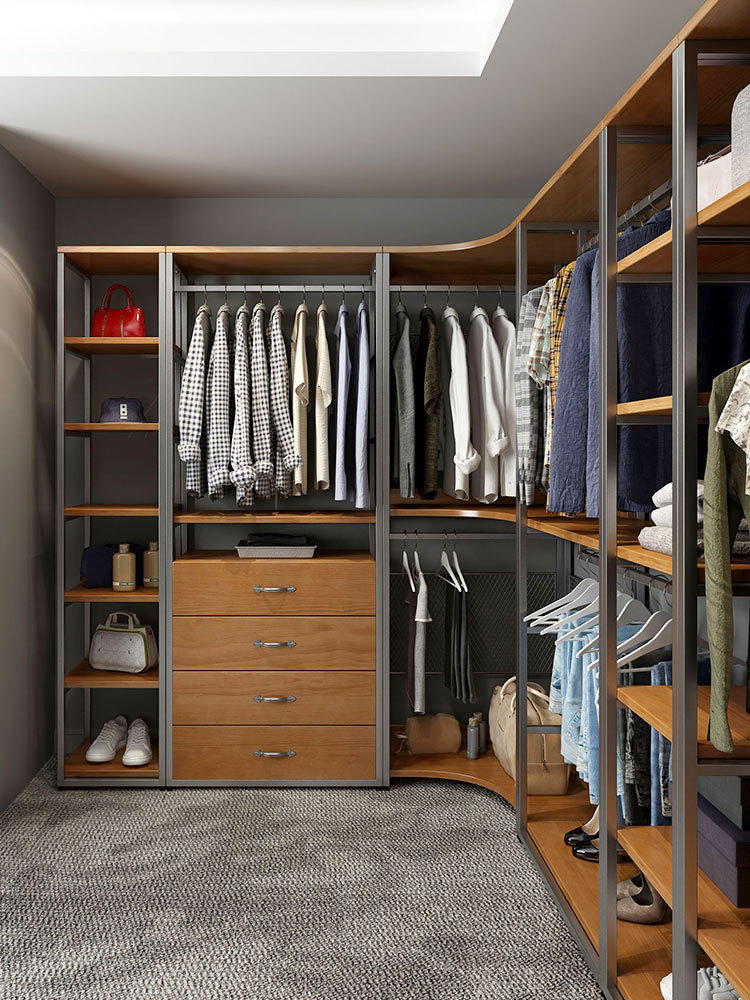 金属衣帽间置物架开放式衣柜悬挂式铁艺衣架落地卧室步入式挂衣架