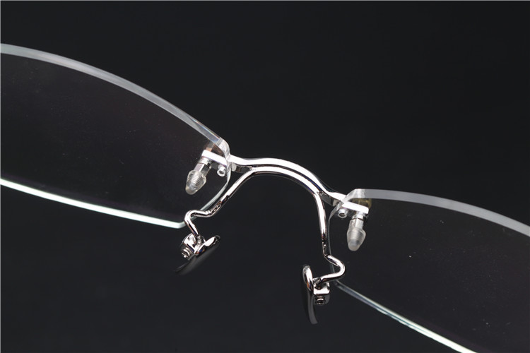 无框蓝宝石925纯银眼镜 近视眼镜框男无框纯银眼镜架近视