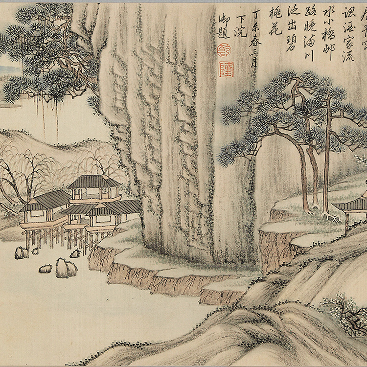 清励宗万探雪图卷山水画长卷卷轴真迹复制品仿古画礼品字画手卷