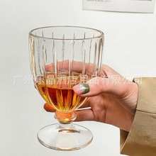 欧式竖条餐杯果汁杯家用水杯玻璃杯牛奶杯啤酒杯高脚杯子甜品酒杯