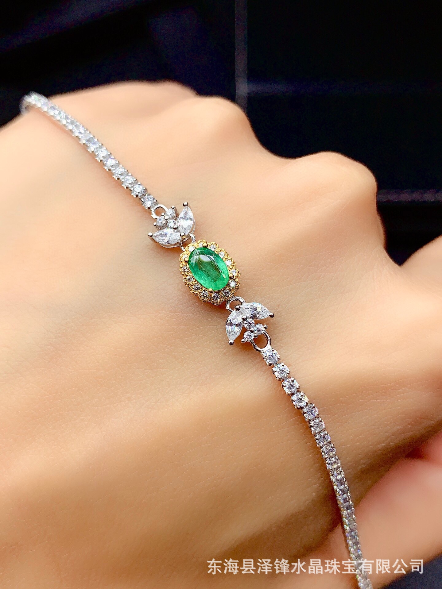 天然彩宝手链925纯银镶嵌主石4*6韩版配饰简约甜美女士饰品批发