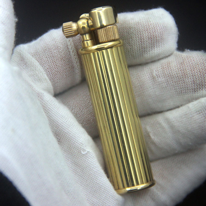 黄铜复古圆形砂轮煤油打火机小钢炮打火机可代发