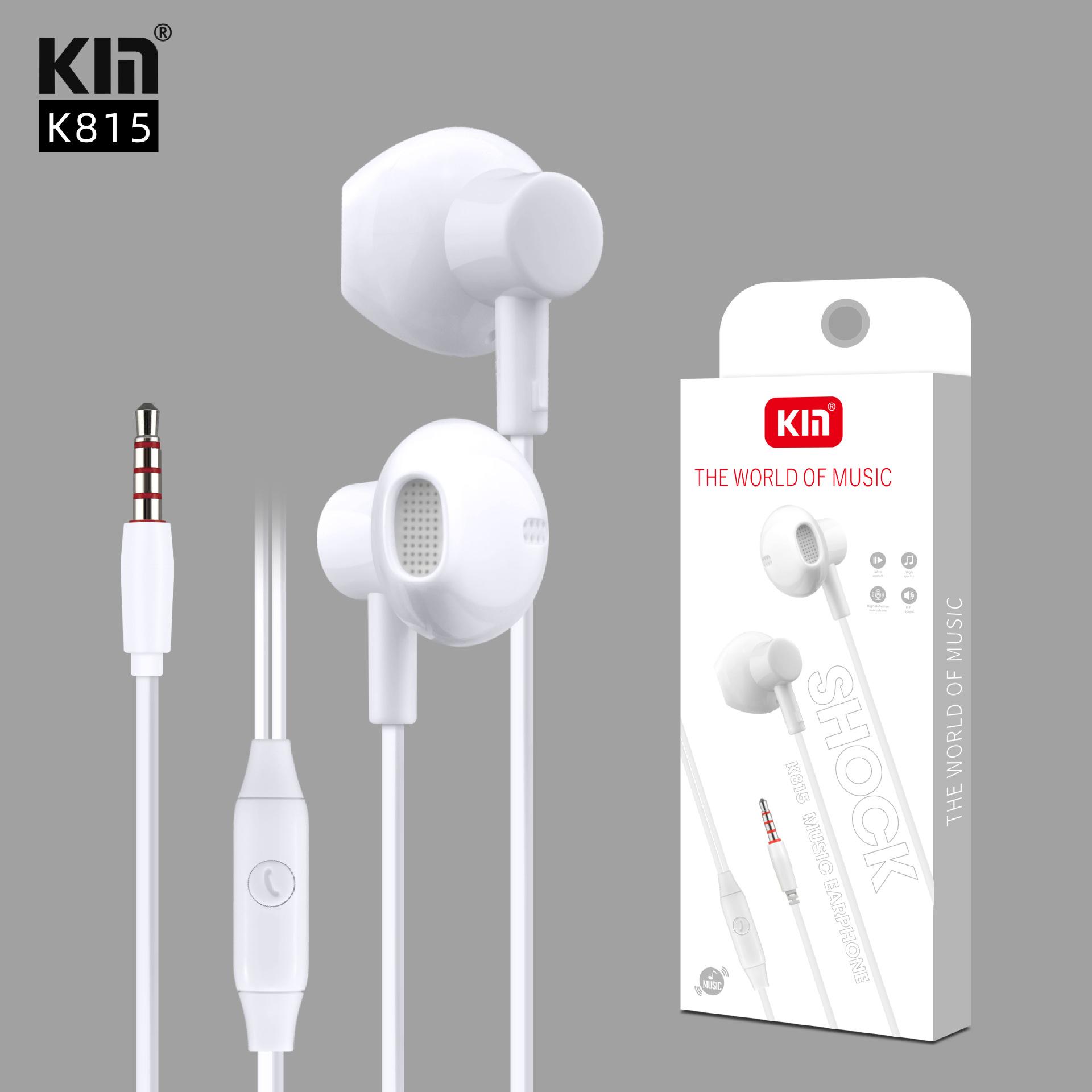 KM-K815 in-Ear TPE Wired Mobile Phone Stereo Karaoke with Controller Earphone with Maitong 3.5 Universal Earplugs