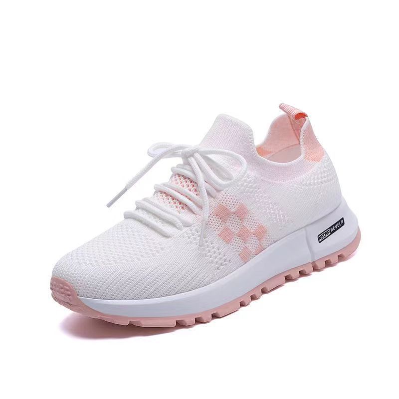Women's Shoes Spring New Mesh Sneaker Flyknit Breathable Casual Shoes Women's Versatile Korean Style White Shoes Wholesale