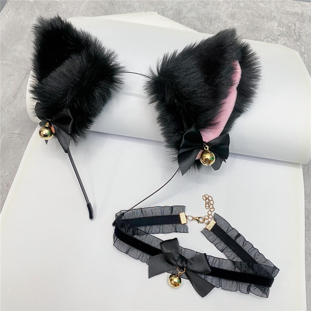 b104-1铃铛猫耳朵发箍可爱猫咪蝴蝶结夜店卖萌cosplay狐狸头发饰