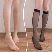 中筒丝袜女春夏半截腿袜超透细腻黑肉透明袜防勾丝短袜中筒袜