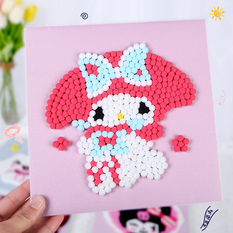 创意毛球画儿童diy手工材料包亲子卡通装饰粘贴艺术画-阿里巴巴