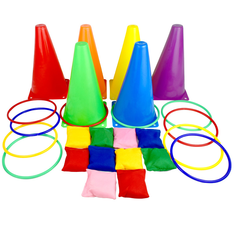 投掷玩具套圈圈幼儿园户外体育玩具感统训练塑料套圈彩色圈圈地摊