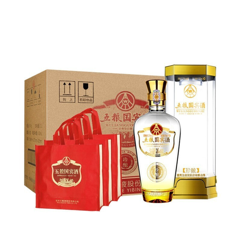 批发浓香型白酒五粮国宾酒 珍酿52度 500ml*6瓶整箱 量大从优