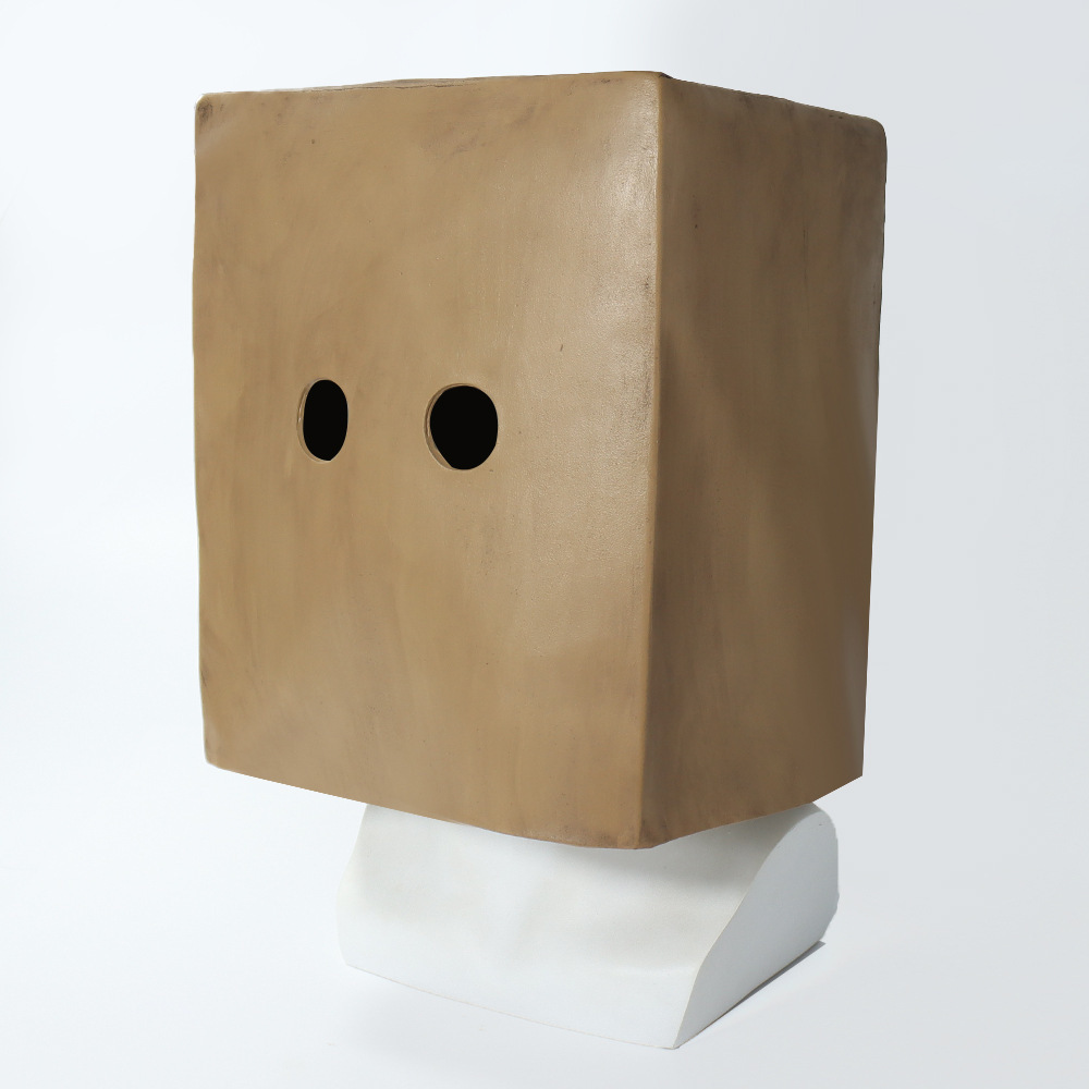 跨境爆品小小噩梦游戏mono乳胶面具派对方块面具纸箱盒子头套搞怪