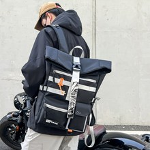 新款韩版高级感男士双肩包休闲运动旅游出差卷口行李背包学生书包