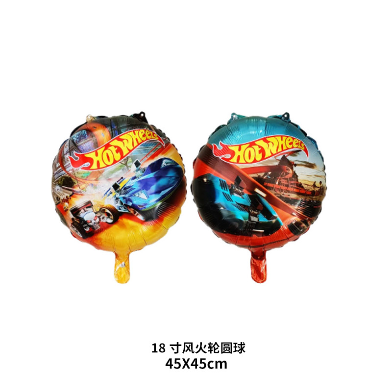 Cross-Border Three-Dimensional Hot Wheels Children's Day Party Decoration Aluminum Film Balloon Cartoon Car Theme Layout Balloon