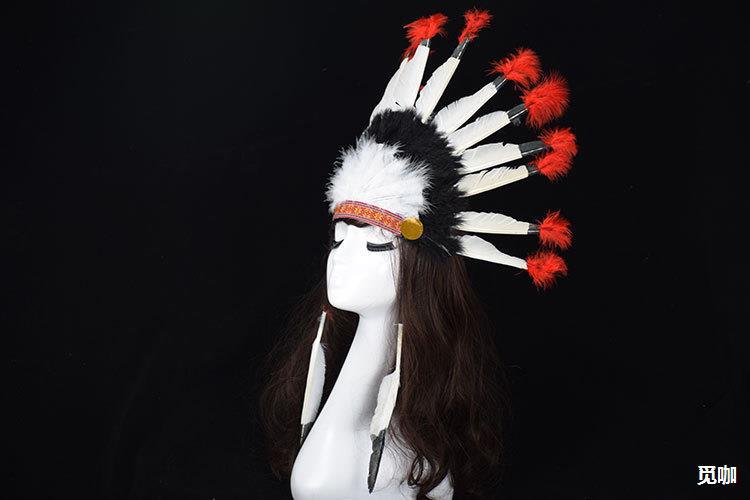 圣诞节cosplay道具 婚庆生日饰品 印第安酋长头饰印第安头戴-阿里巴巴